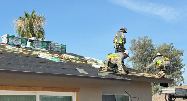 Malarkey Highlander® field roofing shingles were donated in the Sienna Blend color to match the beige desert landscape.